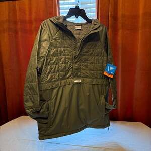 Columbia PFG Uncharted Insulated Anorak Jacket Green Topographical Print-M